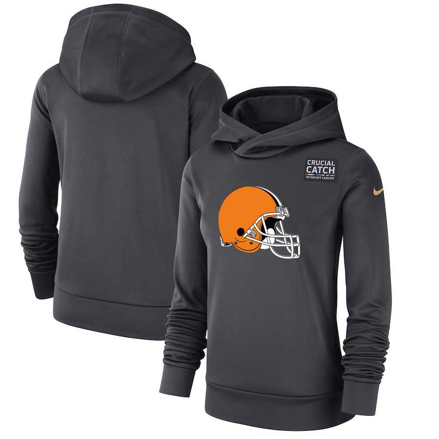 Women Cleveland Browns Anthracite Nike Crucial Catch Performance Hoodie